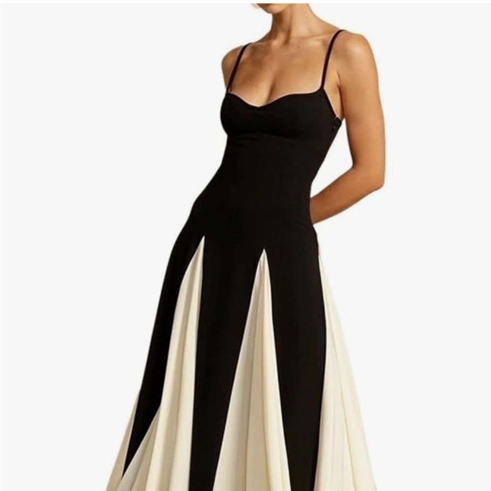 NEVER WORN Elegant Black and White Evening Gown